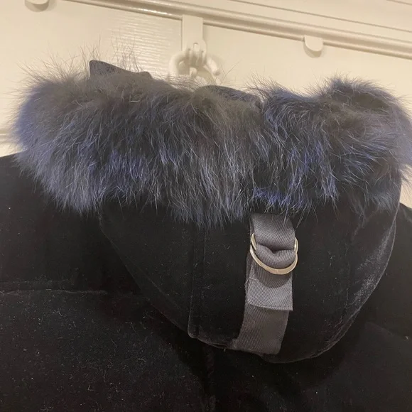 Elie Tahari Real Fox Fur Trim Velvet Down Puffer - Picture 9 of 10